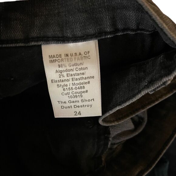 Current/Elliott 24 The Gam Short Dust Destroy Aged Soft Black Raw Hem - Picture 3 of 9